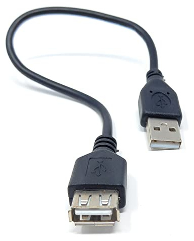DRUT 15cm short USB Male to USB Female 2.0 24AWG High Speed EXTENSION | Cable A Plug to Socket 0.5ft Black