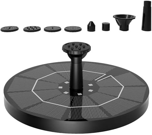 Fontana solare per uccelli – Fontana ad energia solare – Fontana solare 3W 6 ugelli fontana solare con luce LED decorazione cascata da giardino, fonte di energia solare, fonte di energia solare