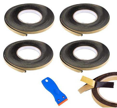 Generisch Juego de 4 bandas de sellado de cocina, 200 cm x 1 cm, color negro, silicona, resistente al agua, para cocina, horno, parrilla