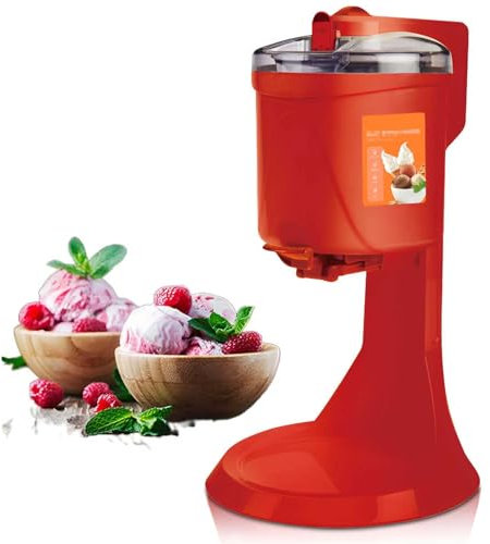 Macchina Per Gelato Con Compressore A Casa Gelatiera, Macchina Soft Automatica 1L Di Grande Capacità Frozen Yogurt, Sorbetto, Comprese Le Ricette Contenitore Estraibile,Red