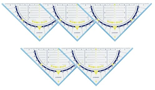 KUM AZ228.03.16-B - Geotriangel stil, 15 cm, blå-grön, 5 stycken, skolmaterial, geometrisk triangel