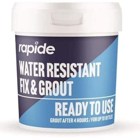 Water Resistant Fix & Grout – 470g Ready-to-Use Tile Adhesive & Grout – White Finish – Ideal for Small Wall Tiling, Repairs, Splashbacks & Loose Tiles