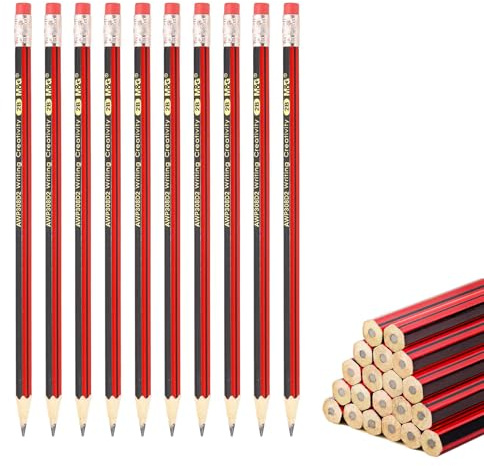 10 Pcs 2B Graphite with rubbers, Wooden Hexagonal Pencils, Penci for School