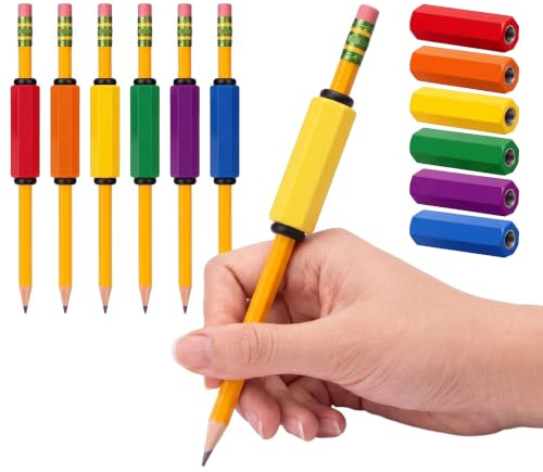 Humyoun 6 Pcs Pencil Weights 1.6 oz, Heavy Weighted Pencil Holder for Kids & Adults, Handwriting Aid for Autism, ADHD, Dysgraphia & Tremors, Sensory Ot Writing Tool
