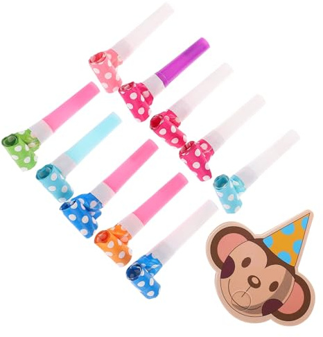 SOPOTUTU 10 Satz Party Gebläse Krachmacher aus Papier und Kunststoff mit Affen Motiv für Kindergeburtstag und Familienfeiern als Bunte Partylärmmacher