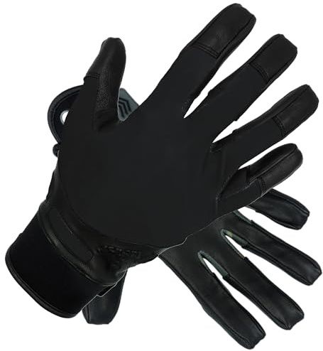 TacFirst Einsatzhandschuhe Polizei dünn mit Lederinnenfläche | Atmungsaktive Premium Handschuhe für den Einsatz mit feinem Echtleder, extra griffig und Touchscreen-kompatibel