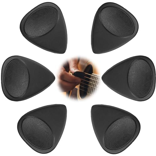 Guitar Picks with Grip, 6-Pack Black Nylon Plectrums with Double Bevel Edge, Standard Guitar Pick for Electric Acoustic Bass – Durable High-Control Picks for Jazz Rock Folk Performance and Practice