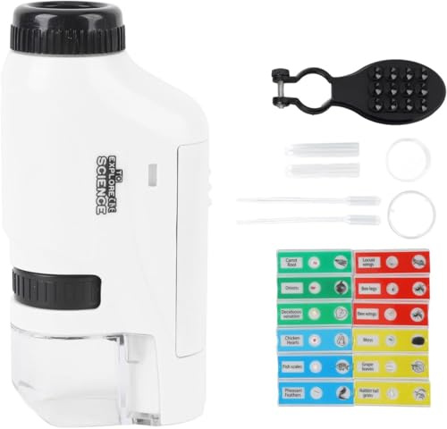 Mini Marvin Microscope Portable Microscope Handheld, 2025 Upgraded Pocket Microscopes Portable Set,The Mini Microscopes for Educational Science with LED Light Christmas (White)
