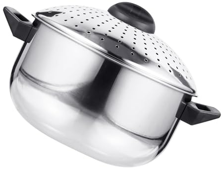 AUTSUPPL Olla para Sopa y Pasta de Acero Inoxidable Función de Filtrado y Tapa Escurridora, Adecuado para Cocinar Tallarines y Fideos en Cocinas Domésticas, 16 CM