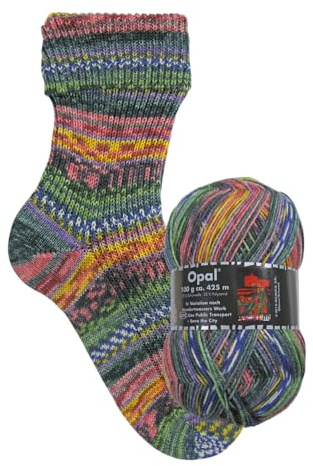 Opal Hundertwasser (425m) 4-fädiges Garn - Wollmischung, zum Stricken warmer Socken mit einzigartigen Farbmustern, 3202, 1 x 100g