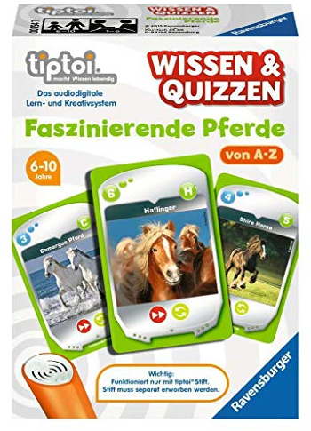 Ravensburger tiptoi 00754 - Wissen & Quizzen „Faszinierende Pferde“ / Spiel ab 6 Jahren/Faszinierendes Wissen über Pferde von A bis Z