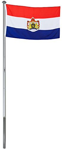 BRUBAKER Aluminium Fahnenmast Flaggenmast 6 m inklusive Deutschland Flagge + Niederlande Flagge 150 x 90 cm und Bodenhülse