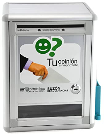 Buzón de Sugerencias y Urna de Votaciones en Aluminio | Incluye Porta Notas | Fácil Instalación con Tacos y Tornillos Incluidos| Solución Versátil para Feedback y Votaciones | by Office Box