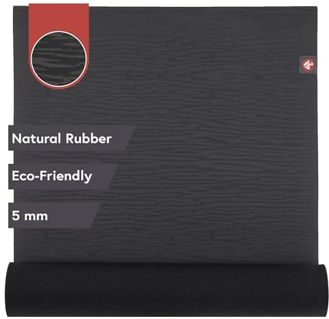 Manduka EKO Yoga Mat 71 - 5mm | Natural Rubber | Eco-Friendly | Soft Textured Surface | Natural Next-to-Skin Feel | 71x 26 inches | Charcoal