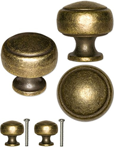 FUXXER 2x Antike Möbel-Griffe, Schubladen-Knöpfe, Knauf, Bronze, 26x24mm, 2er Set