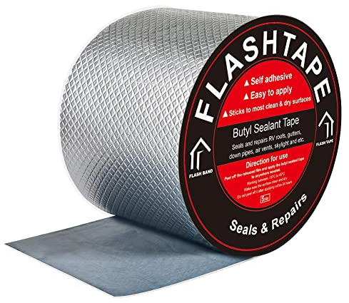 fowong Butyl Tape Waterproof, 100mm (W) x 5M (L) Waterproof Tape for Leaks Sealing Tape for Outdoor Use Flashing Tape for Roof Sealant Window Glass, Boat and Pipe Sealing