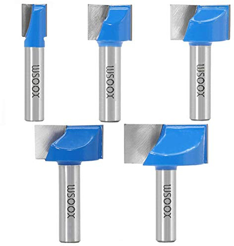 WSOOX 8mm Schaft Bodenreinigung Fräser Set 5 Stück Fräser Schaftfräser Holzbearbeitungswerkzeug Bit 10/16/22/25/32mm