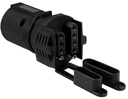 WOFTD Trailer Plug Adapter 7 Pin Round to 4 and 5 Flat Blade Trailer Connector Trailer Adapter, 2-in-1 Flat Blade Plug