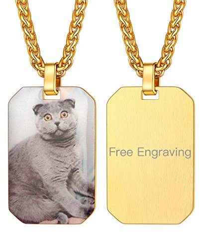 Suplight Damen Herren Kette/Schlüsselanhänger personalisiert Foto Bilder Anhänger Edelstahl/18K Vergoldet/Synthetisches Kristall Modeschmuck mit Geschenkbox
