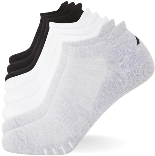 FM London (8-pack vadderade unisex sneakerstrumpor – ankelsportstrumpor för män och kvinnor med hög, skyddande hälflik för att förhindra bubblor, blandat, 43-46 EU