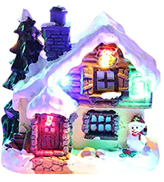 Weihnachtsdorf Deko Ornaments, Weihnachtsdorf Mit LED-Licht, Weihnachtshaus mit Santa Claus, LED-Beleuchtung,Weihnachtsdeko Amerikanisch Lichterkette Weihnachts-Winter-Dorf Weihnachten Basteln