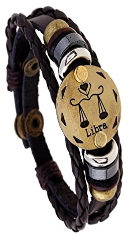 MeiPing Bijoux Bracelet Chaîn de Main 19 Constellations Signes De Zodiaque Zodiac Rétro Alliage Cuir Cordon Corde Tressé pour Homme Femme