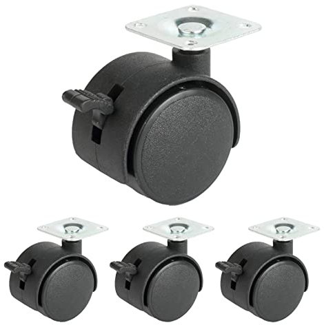 4er Set Möbelrollen- Lenkrollen Mit Bremse- Transportrollen 40mm/50mm- Schwerlastrollen- Trolley-lenkrollen- Schwenkrollen- Rollen Für Möbel- Plattenrollen, Schwarz, Mit Schrauben,4Brakes-50mm