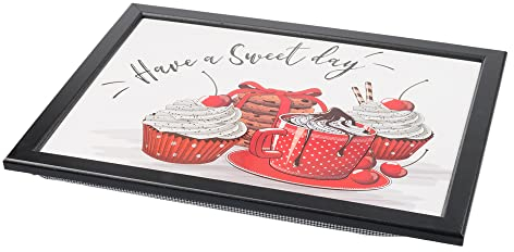 Invero Plateau rembourré de luxe avec cadre en bois et base de coussin - Idéal pour le petit déjeuner au lit ou le dîner - 44 cm x 34 cm