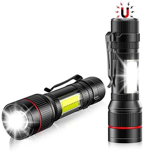 Lsnisni Petite Lampe Torche LED 2 Pièces, Aimant & COB, 1500 Lumens Mini Lampes Poche USB Rechargeable avec Clip Acier, 3 Modes, Portable IPX5 Étanche pour Camping, Randonnée, Réparations