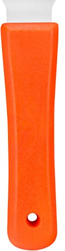 SPARTA Steel Handheld Scraper Kitchen Scraper Tool with Food-Safe Plastic Handle for Griddles, Pans, Pots, and Cutting Boards in Commercial Settings, Stainless Steel, 3 Inches, Orange