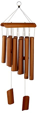 Relaxdays Campane a Vento, Canne in bambù, Campanelli Scacciapensieri per Balcone e Giardino, HxL: 58,5x18,5 cm, Marrone