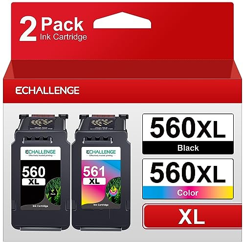 ECHALLENGE PG-560XL CL-561XL für Canon 560 561 patronen druckerpatronen Multipack Tintenpatrone für Canon 560XL 561XL für Pixma TS5350 TS5351 TS5352 TS5353 TS7450 TS7451 (Schwarz, Farbe, 2er-Pack