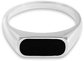 Herren Ring Silber und Gold aus 925 Sterling Silber vergoldet mit Onyx Stein minimalistischer Herrenring (Silber, 68)