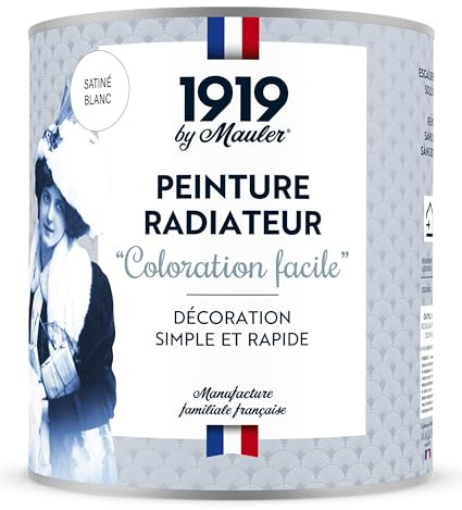 MAULER Peinture Radiateur et Frigo - Coloration Facile Blanc 1L | Résiste jusqu'à 80°C - Idéal radiateur peint, fonte, thermolaqué, tuyaux en acier - Manufacture Mauler depuis 1919