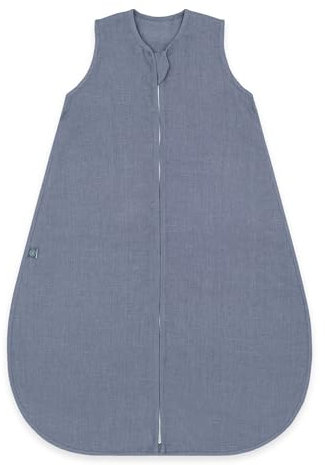 emma & noah Baby Schlafsack 0.5 TOG, Leinen Schlafsack für den Sommer, 100% Leinen, OEKO-TEX Zertifiziert, Atmungsaktiv und Leicht, Strampelsack für Neugeborene (Essential Blau, 60 cm)
