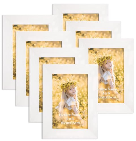 Vasemouh Weiße Bilderrahmen 10x15 CM 7er-Set, Minimalistischer Stil ideal für Wand- und Tischaufstellung im Wohnzimmer, Schlafzimmer, Büro oder Flur