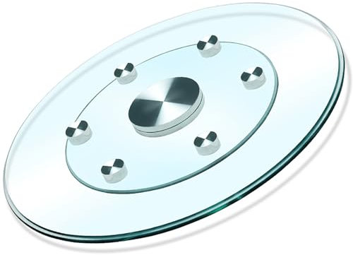 Lazy Susan Esstisch Drehteller, Klare Runde Tischplatte Aus Gehärtetem Glas, Schwerlast Plattenspieler Transparente, Geräuschlose 360° Drehbar Servierteller Für Esstisch, Leise & Geschmeidige Drehung