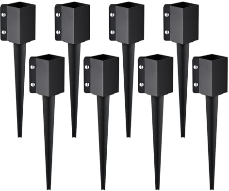 VEVOR Piquet d'ancrage pour poteau de clôture,8 pcs, support de poteau en métal enduit de poudre noire, extérieur 610 x 113 x 113 mm (intérieur 89 x 89 mm) pour boîte aux lettres et barre de jardin