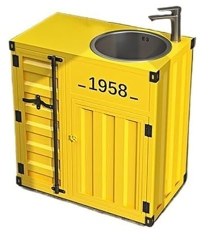Lavabo da bagno in stile industriale vintage con lavabo combinato, lavello in acciaio inossidabile con rubinetto e kit di scarico, mobile da bagno indipendente in un unico pezzo per casa commerciale