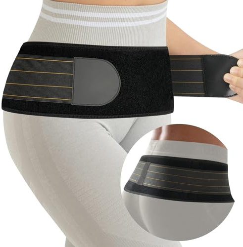 JIUFENTIAN Sciatica Belt Relieve Back Pain & Sciatica Sacroiliac SI Joint Hip Support Brace- Adjustable Lower Back Support Belt for Women and Men Sacrum, Hip and Pelvic Belt (Black, S/M)