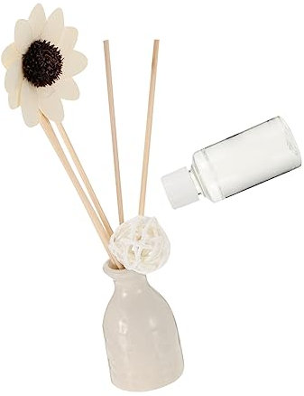 CORHAD Difusor De Aroma Sin Fuego con Jarrón Cerámico y Flor Artificial Purificador De Aire para Hogar y Aromaterapia con Aceite Esencial De Lavanda para Salón y Dormitorio