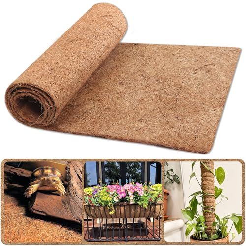 Riare Natural Coco Liner Roll,40 x 100cm Coconut Planter Liners, Coco Hanging Basket Liner for Planter Reusable Coco Fiber Mat for Baskets Animal Pet Pad DIY Moss Pole Garden Decoration