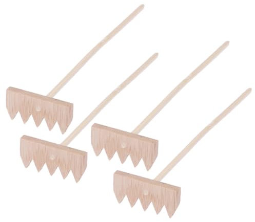 UPKOCH 4pcs Small Rake Crafts for Sandbox Handmade Mini Rakes Made of Bamboo Material for Boys and Girls Sand Table and Beach Sandpit Table Creative Crafts