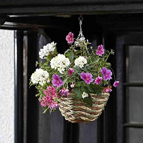 Garden Mile Blumenampel Rattan Pflanzenhalter Outdoor Pflanztopf Pflanzgefäß mit Kette zum Aufhängen Naturfaser Weide Blumentopf Korb vorgefüttert für einfaches Pflanzen (30.5 cm Trinity Basket, 2)