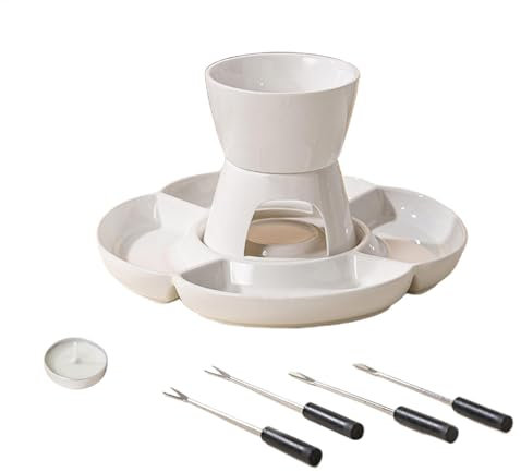 Ostfondue Set,Ostfondue Set Keramisk ljusuppvärmningsskål Gaffelbricka