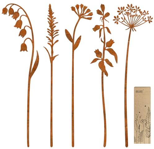 OUUJUOZ Metal Flowers for Outside,Decorative Garden Stakes,Flower Bed Decor Plant Stakes,Metal Art for Outside,Yard Art Outdoor for Lawn Yard, Walkway and Flower Garden