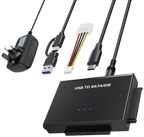 Wowfast IDE to USB Adapter, Hard Drive Reader with 12V/2A Power Supply for 2.5/3.5 inch IDE HDD and SATA HDD/SSD Compatible with Windows 10/8/7/XP/Vista, Mac OS, Linux Usw