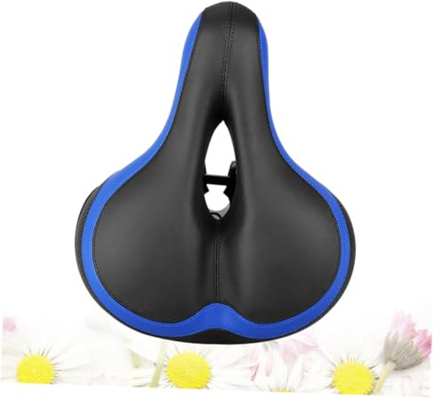 SUPVOX Sella per Bici con Rivestimento in Pelle in Imbottitura in Spugna Traforata Sella Ergonomica Scanalatura per Mountain Bike e Bici da Strada Adesivi Riflettenti per Sicurezza Nottur