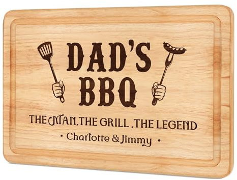 Personalised Chopping Board Fathers Day Dad Gifts for Dad Grandpa from Daughter Son Engraved BBQ Cutting Board Custom Chopping Board Gifts for Father's Day Birthday Christmas(Design 2)