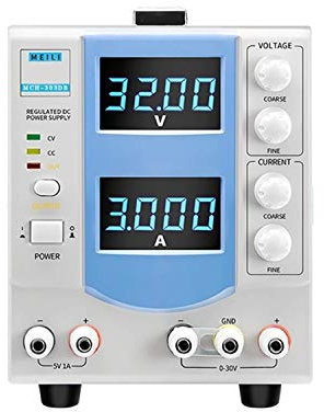 0-30V 3A Fuente de alimentación regulada de CC ajustable Pantalla de cuatro dígitos Fuente de alimentación regulada lineal MCH-303DB Para laboratorios y escuelas(110V)